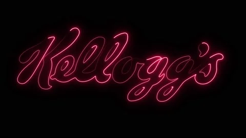 Glowing Kellogs Neon Animated Icon.  Line Social Media Lowerthird. 4K Animation. Stock Footage 183401888