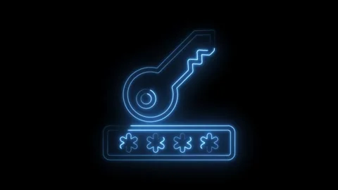 Glowing key and password field security concept animation on a dark backgroun Stock Footage 346007997