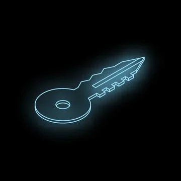 Glowing key floating on dark background symbolizing security and access Stock Illustration