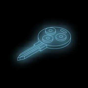 Glowing key floating in digital darkness, access and security concept Stock Illustration