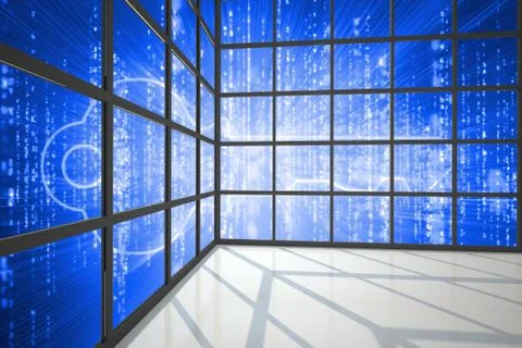 Glowing key seen through window Illustrazione stock
