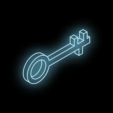 Glowing key sign representing security, access, and solutions 스톡 일러스트