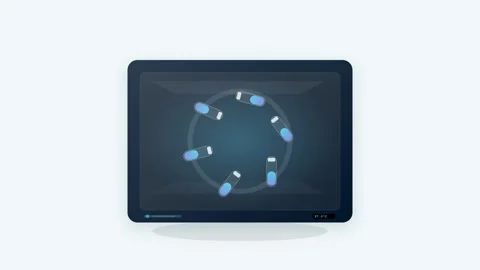Glowing Laboratory Incubator Unit with Rotating Culture Tubes Teal Blue Gra.. Stock-Footage 346202456