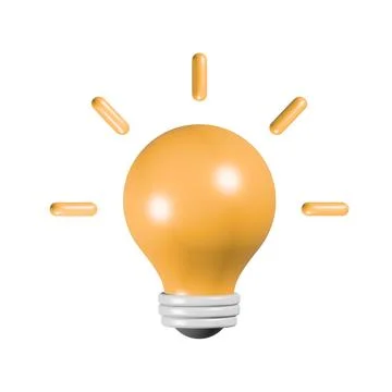 Glowing lamp icon, in 3D. For ideas and inspiration. Very creative. Stock Illustration