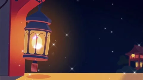 Glowing lantern at night animated background Stock Footage 297727162