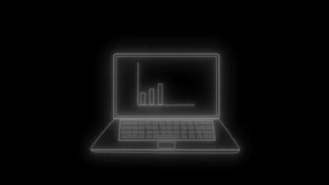 Glowing laptop with bar graph on screen animation 動画素材 325257550
