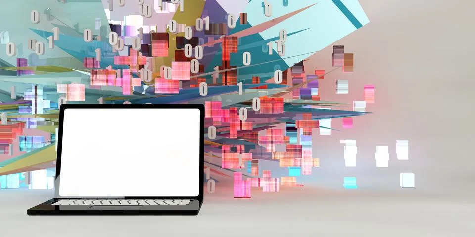 Glowing Laptop Empty Screen Illustrazione stock