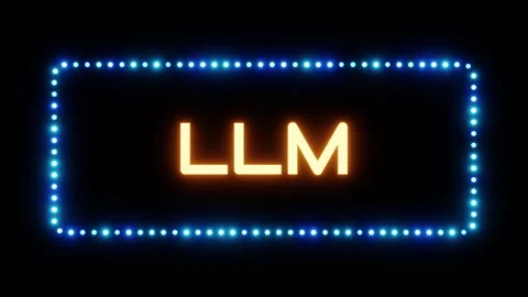 Glowing large language model sign in flashing frame, 3D render. LLM background, Stock Footage 332174639