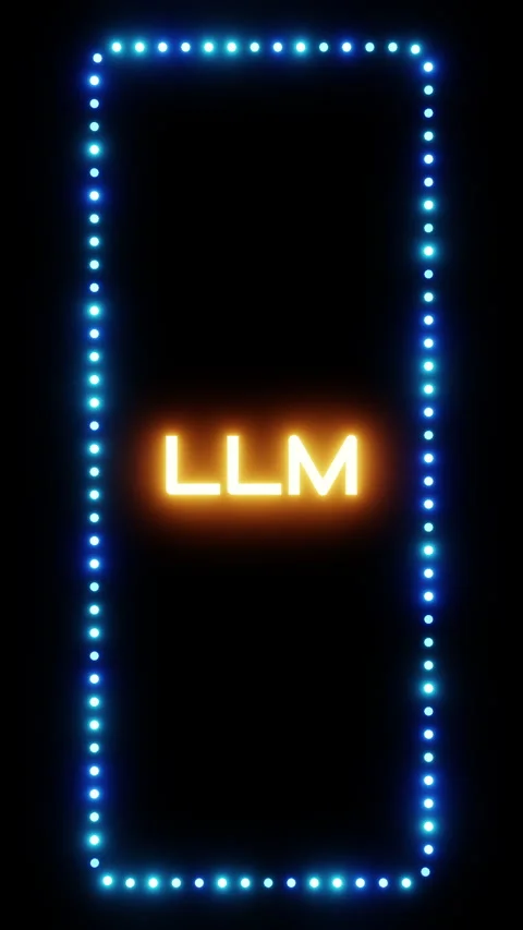 Glowing large language model sign flashing vertical frame, 3D render. LLM Stock Footage 332174688