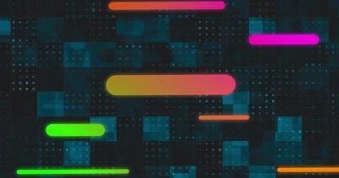Glowing large yellow-pink gradient bar hovering centered on UI background, with Stock Illustration