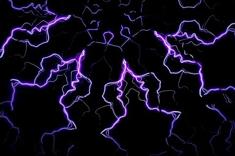 Glowing laser waves draw a pattern on a dark background. Neon kaleidoscope Foto stock