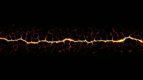 Glowing lava crack line across dark background animation seamless loop Stock Footage 342042969