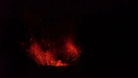 Glowing Lava Explodes From Crater Of Volcano At Night Stock Footage 95263459