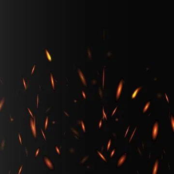 Glowing layout with fire sparkles and lights, realistic vector illustration. Stock Illustration