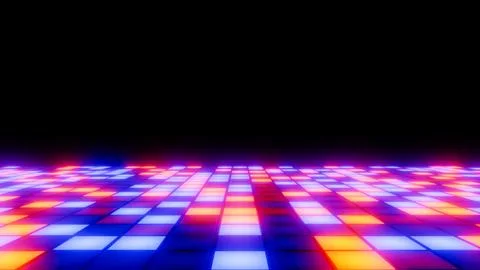 Glowing led grid creates a vibrant retro digital gaming or dance floor Stock Photos