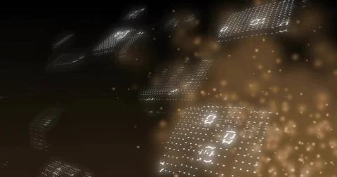 Glowing LED keypad tilting forward in virtual void, showing digits 8 and 0 amid Stock Illustration