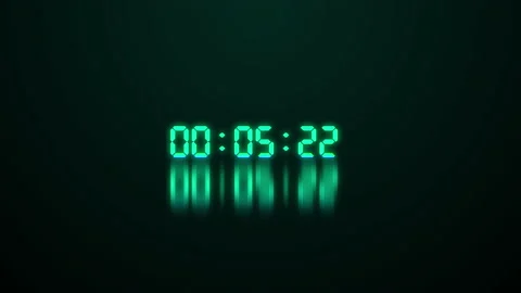 Glowing led timecode readout with green digits and reflection of digits on Video stock 179079147