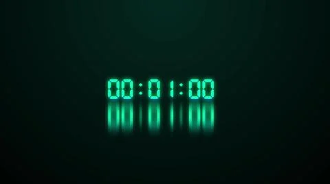 Glowing led timecode readout with green digits and reflection of digits on Stock Illustration