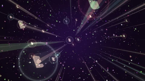 Glowing Letters Light Streaks Flying Through Digital Space Animation Stock Footage 337624452
