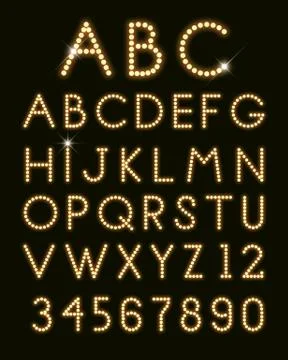 Glowing letters set Stock Illustration