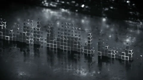 Glowing Level meter bars of music equalizer seamless loop 3D render animation 스톡 동영상 163712802