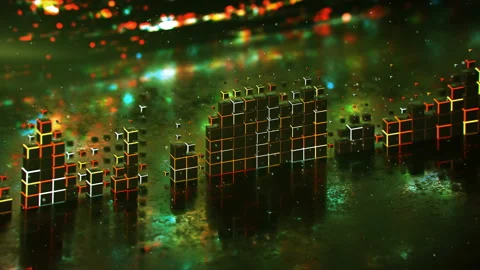 Glowing Level meter music equalizer seamless loop 3D render animation 스톡 동영상 118048072