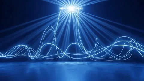 Glowing Light Beams Over Blue Background. Stock Footage 330336260