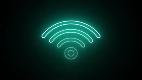 Glowing light blue neon wireless illustration sign. Wireless and wifi icon .. Stock Footage 293555581
