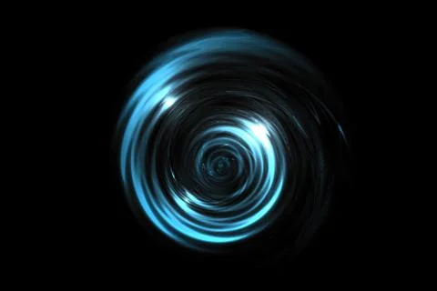 Glowing light blue vortex on black backdrop, abstract background Stock Illustration