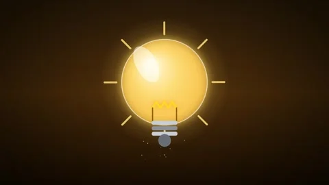 Glowing Light Bulb Animation Flat Design Innovation Concept Stock Footage 347966196