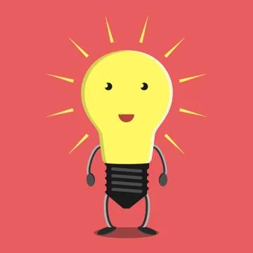 Glowing light bulb character Stock Illustration