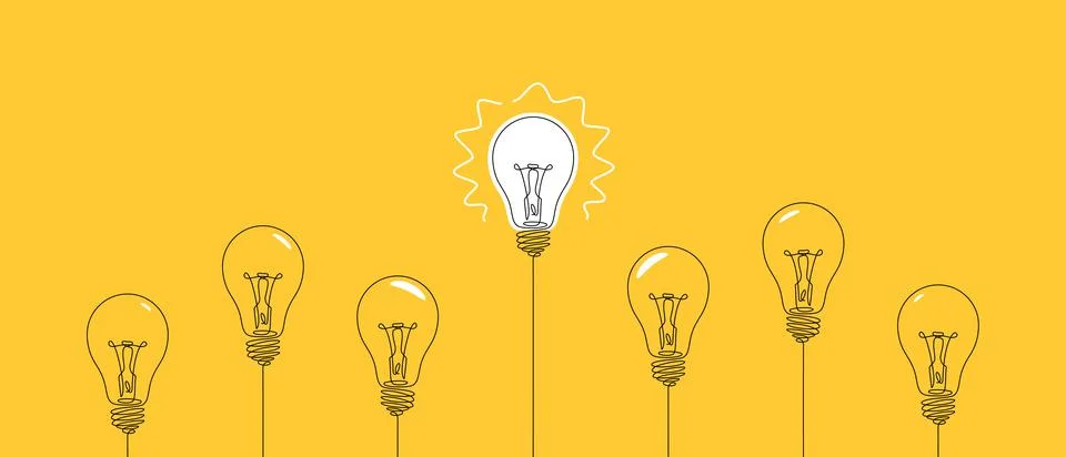Glowing light bulb creative idea and difference concept. Vector illustration Stock Illustration