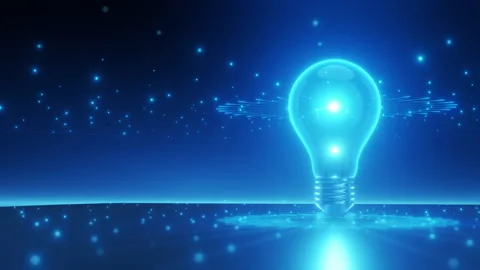 Glowing Light Bulb with Digital Network Stock Footage 290492011