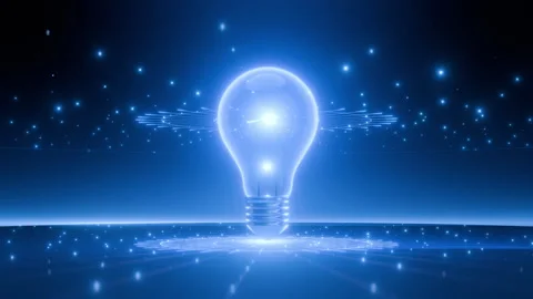 Glowing Light Bulb with Digital Network Lines Stock Footage 290492019