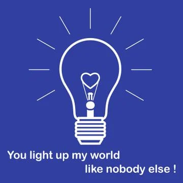 Glowing light bulb with glower in shape of heart. Stock Illustration