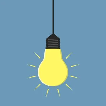 Glowing light bulb hanging Stock Illustration
