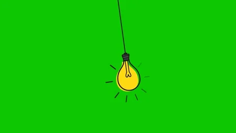 Glowing Light Bulb Icon on Green Screen Background Stock-Footage 345422148