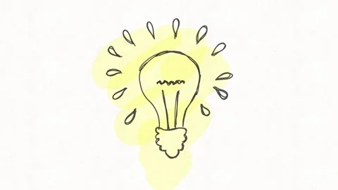 Glowing Light Bulb Idea and Inspiration Hand Drawn Animation Stock Footage 341863517