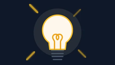 Glowing Light Bulb Idea Icon Animation on Dark Background Seamless Loop 4K Stock-Footage 345371614