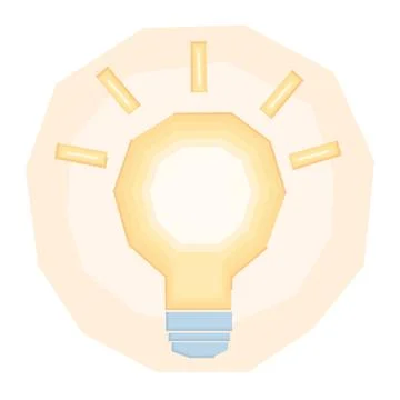 Glowing Light Bulb Idea Icon with Radiating Light Beams Stock Illustration