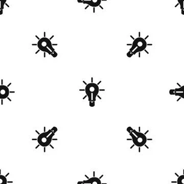 Glowing light bulb pattern seamless black 스톡 일러스트