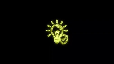 Glowing Light Bulb with Shield and Checkmark Icon. Stock Footage 323564980