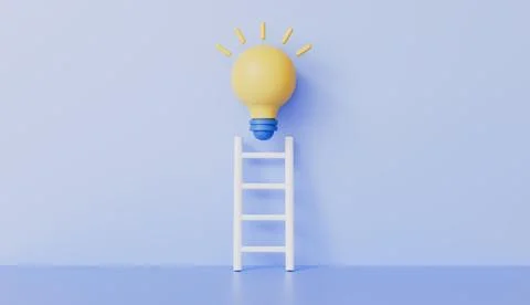 Glowing light bulb with stair, Creativity and innovation, idea and development Fotos Stock
