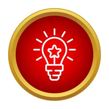 Glowing light bulb with star icon on red button Illustrazione stock