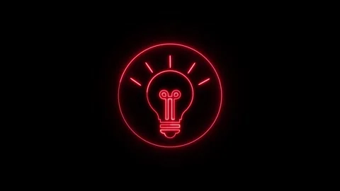 Glowing light bulb symbol animation - Vertical white neon innovation Stock Footage 305300824