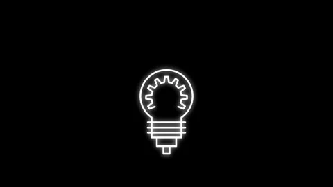 Glowing light bulb symbol animation. Energy idea, Electric neon bulb icon a.. Stock Footage 307421089