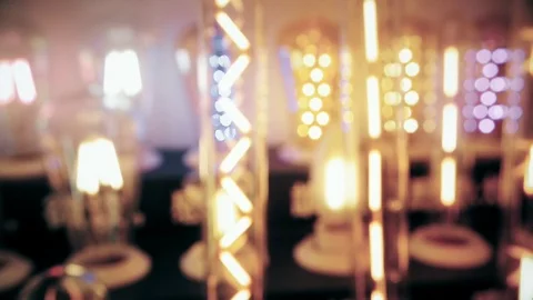 Glowing light bulbs. Defocused background. Stock Footage 70052017