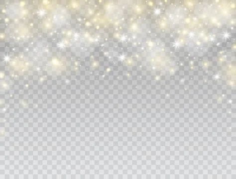 Glowing light effect border. Star burst with white and gold sparkles on trans Stock Illustration
