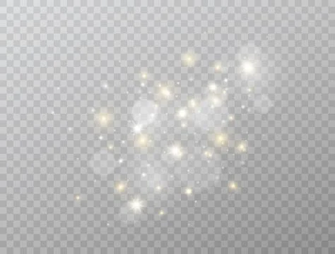Glowing light effect isolated on transparent background. Star burst with whit Illustrazione stock