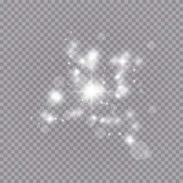 Glowing light effect with many glitter particles isolated on transparent Illustrazione stock